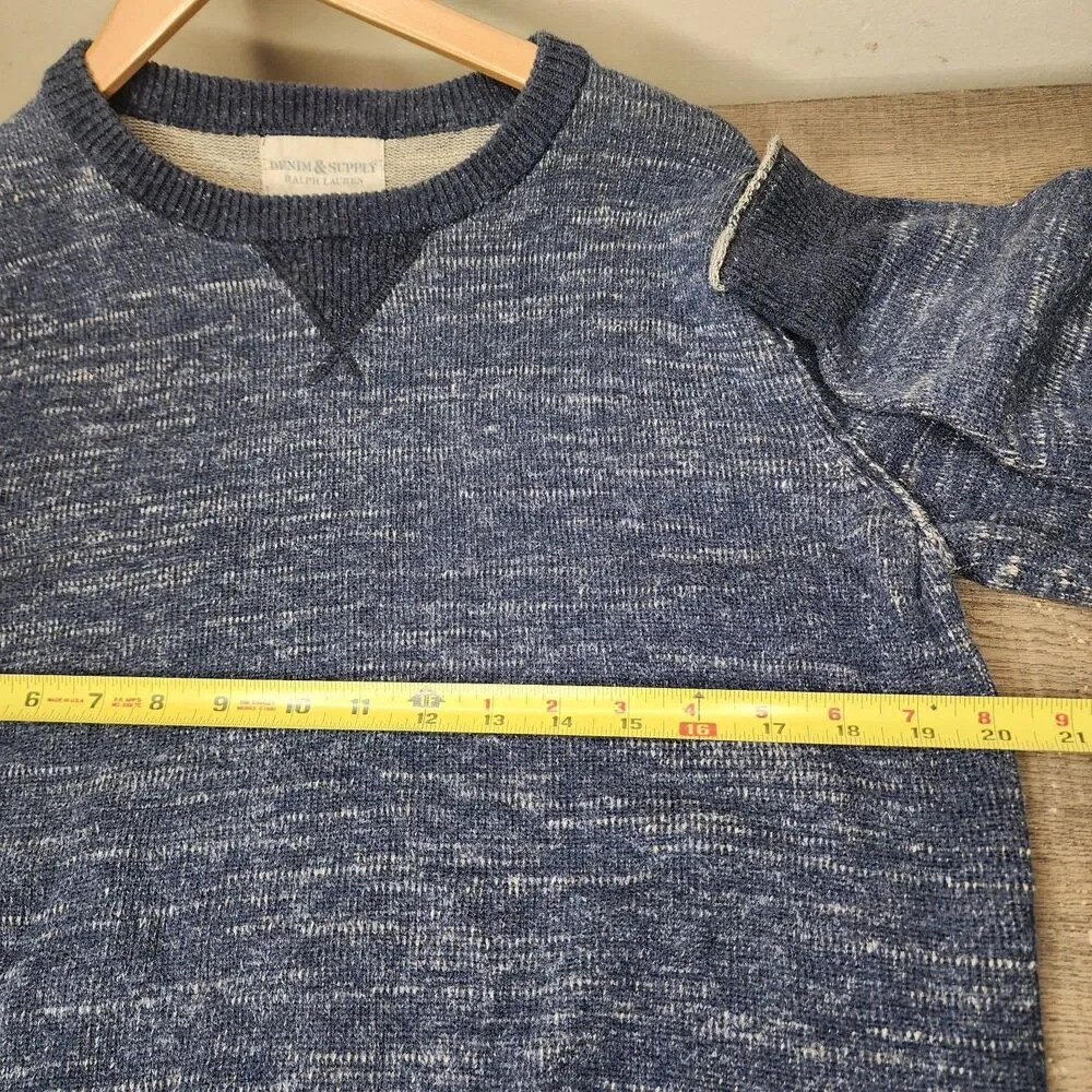 Denim Supply Ralph Lauren Sweater Marled Knit Roll Hem Mens Medium Navy Blue